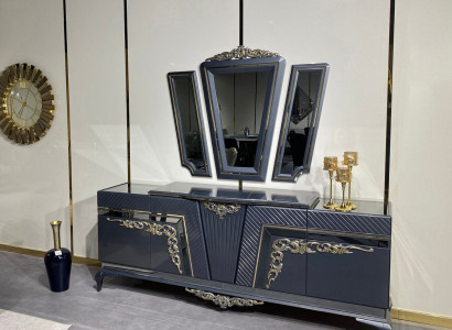 Sideboard Modern Chest of drawers Sideboard Wardrobe with 3 Mirror Storage Space Baroque